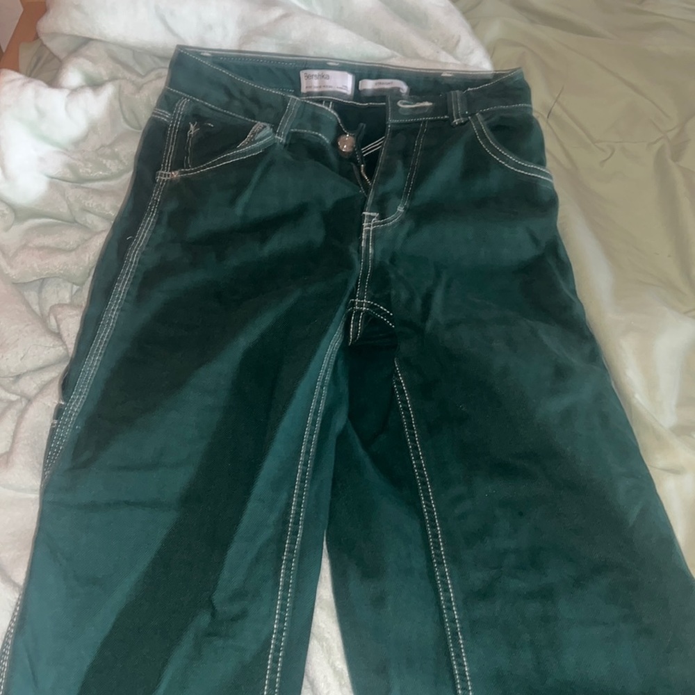 Green bershka jeans barely worn